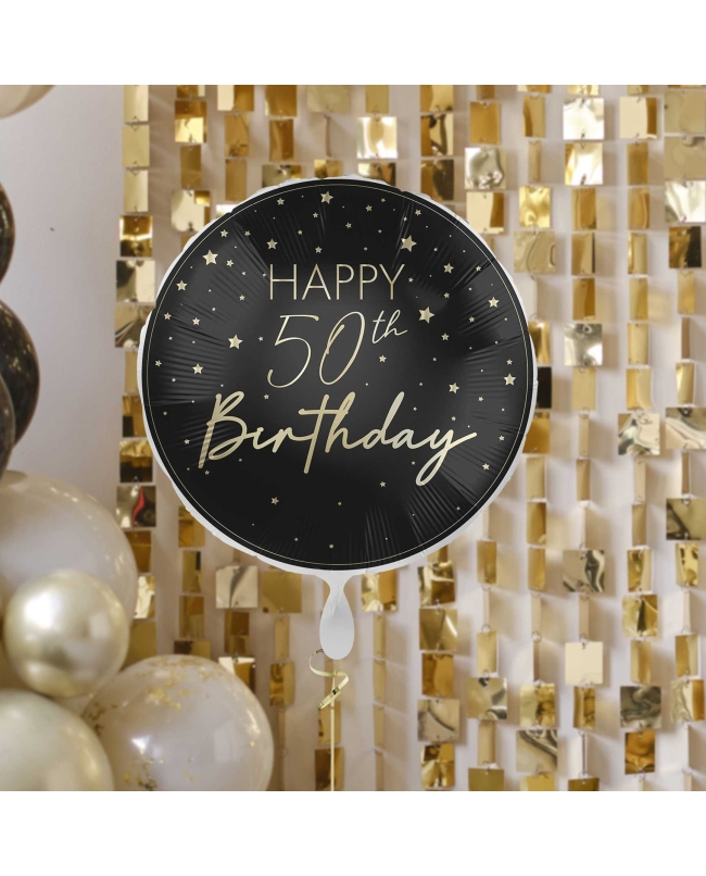 Globo Foil Happy 50 Bday Negro/Oro ***OFERTA DTO NO ACUMULABLE