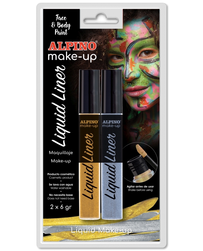 MAQUILLAJE LIQUIDO AL AGUA: ORO Y PLATA 2 x 6gr - CON APLICADOR ***OFERTA DTO NO ACUMULABLE