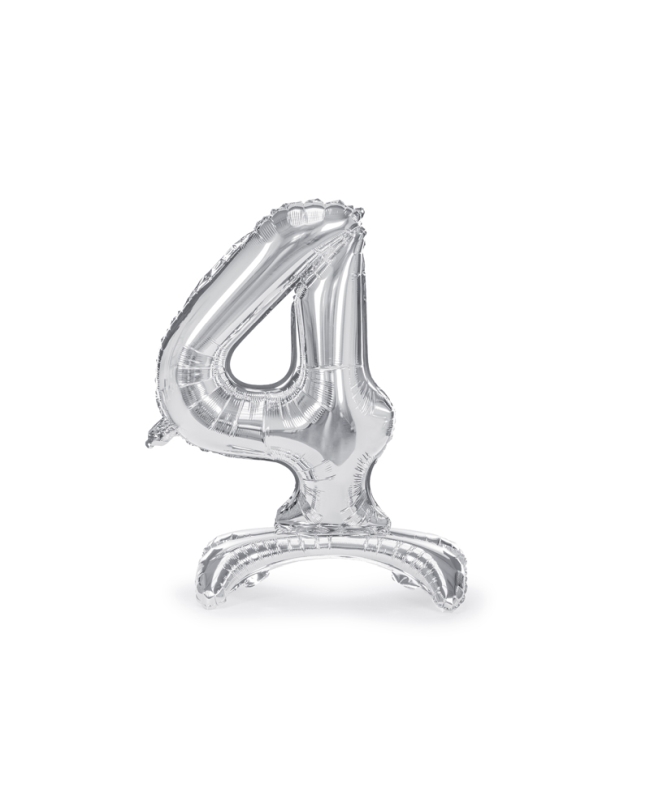 Globo Foil Pie Numero 4 Plata 70cm ***OFERTA DTO NO ACUMULABLE