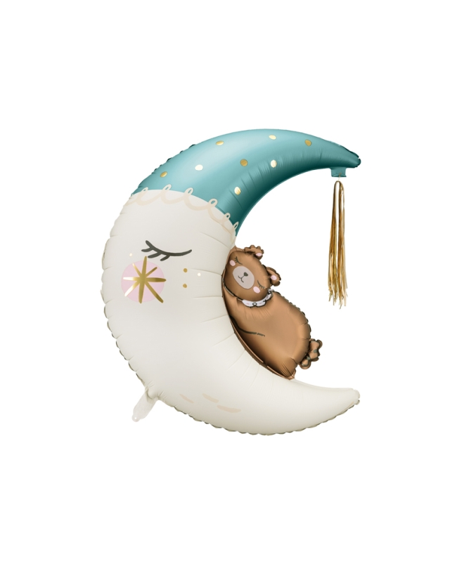 Globo Foil Oso En Luna Azul 80X98cm ***OFERTA DTO NO ACUMULABLE