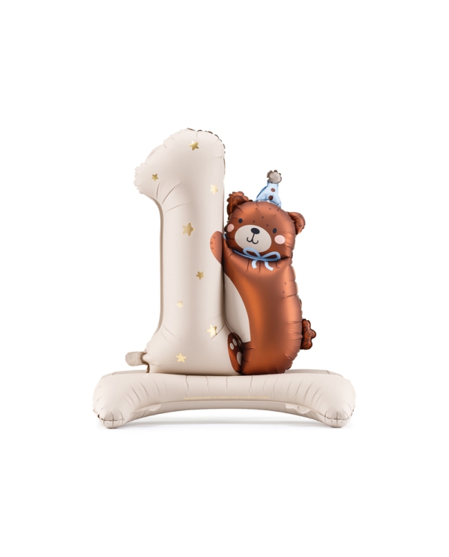 Globo Foil Pie Nº1 Y Oso 81X72cm ***OFERTA DTO NO ACUMULABLE