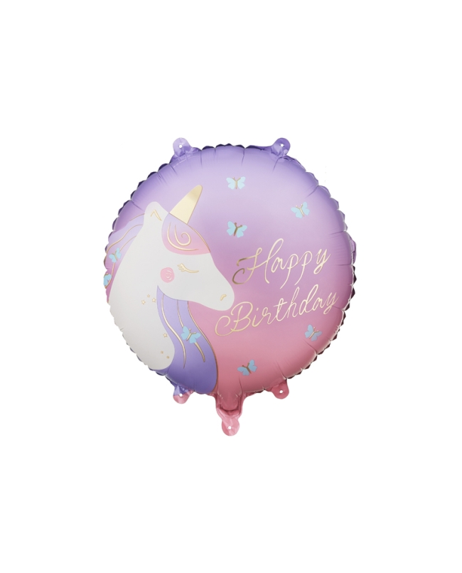 Globo Foil Happy Birthday Unicornio 35cm ***OFERTA DTO NO ACUMULABLE