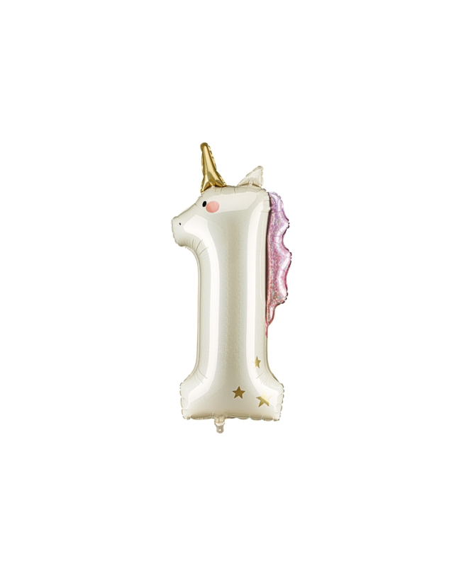 Globo Foil Numero 1 Unicornio 93cm ***OFERTA DTO NO ACUMULABLE