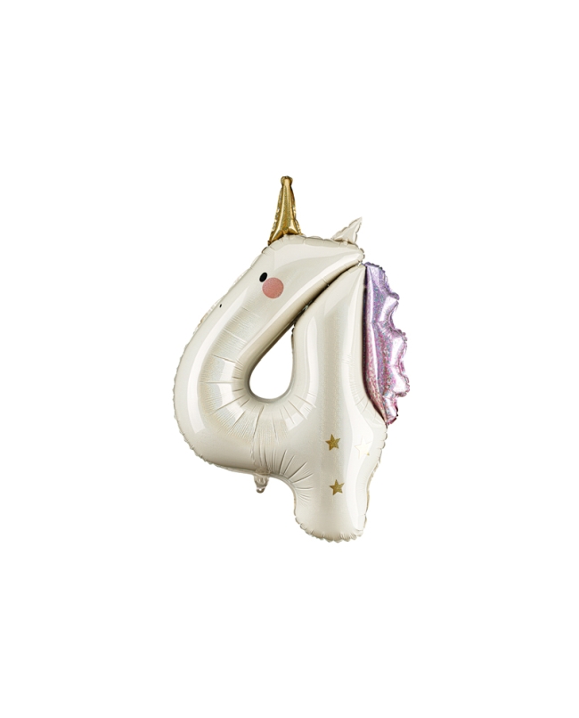 Globo Foil Numero 4 Unicornio 93cm ***OFERTA DTO NO ACUMULABLE