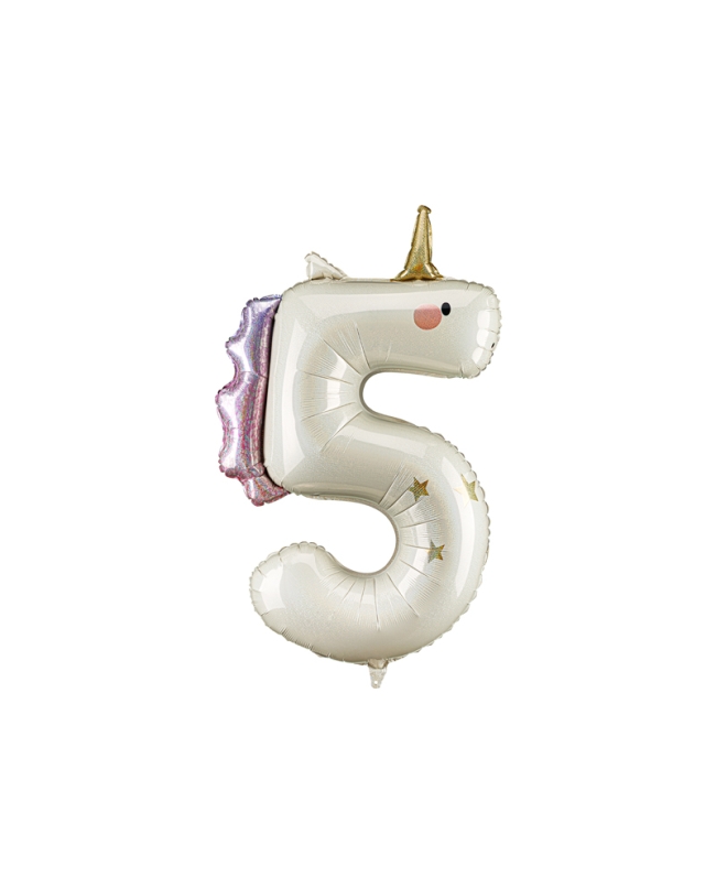 Globo Foil Numero 5 Unicornio 93cm ***OFERTA DTO NO ACUMULABLE