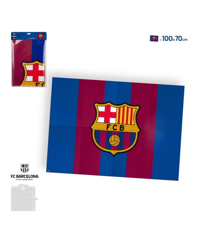 Cartel FC Barcelona Franjas y Escudo 70 x 100cm ***OFERTA DTO NO ACUMULABLE