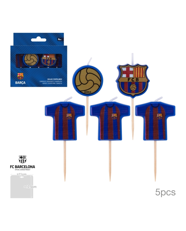Pack 5 Velas Cumple Fc Barcelona Escudo Y Camiseta ***OFERTA DTO NO ACUMULABLE