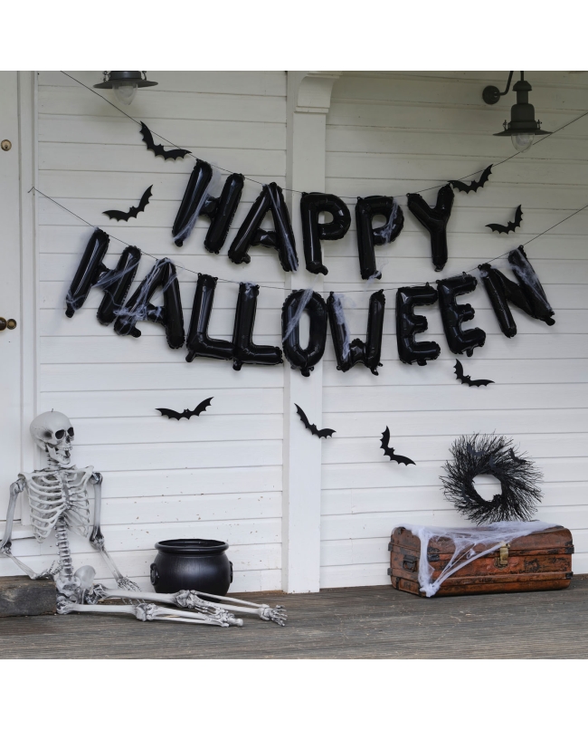 Bullon Bunting Feliz Halloween Black Con Redes Y Murcielagos Colgantes ***OFERTA DTO NO ACUMULABLE