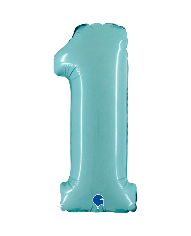Mini Auto-Inflable Numero 1 Azul Pastel 14X31cm