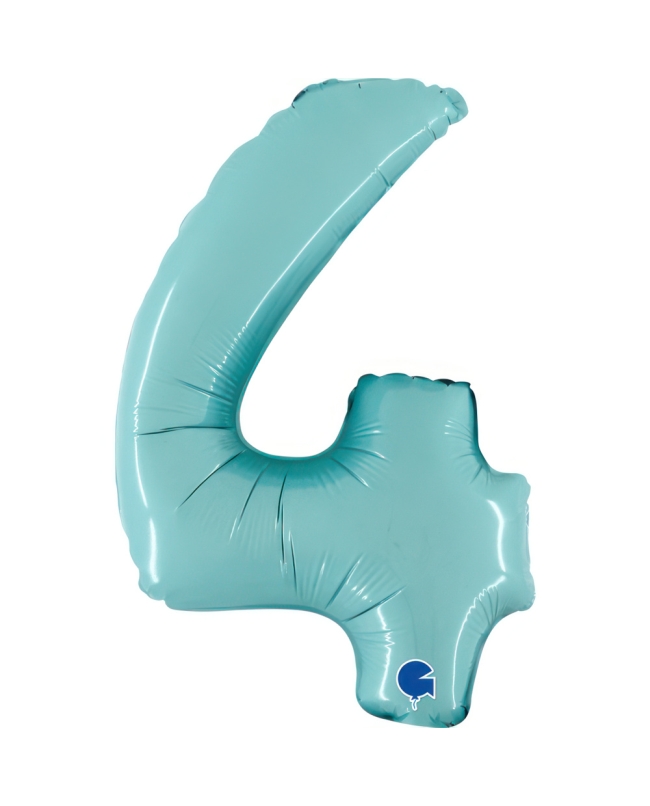 Mini Auto-Inflable Numero 4 Azul Pastel 22X34cm