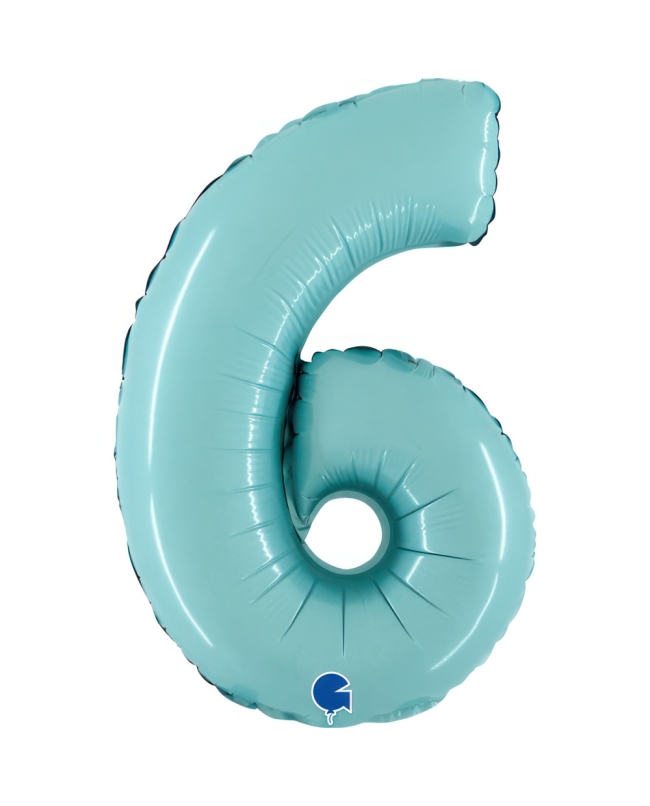 Mini Auto-Inflable Numero 6 Azul Pastel 22X33cm