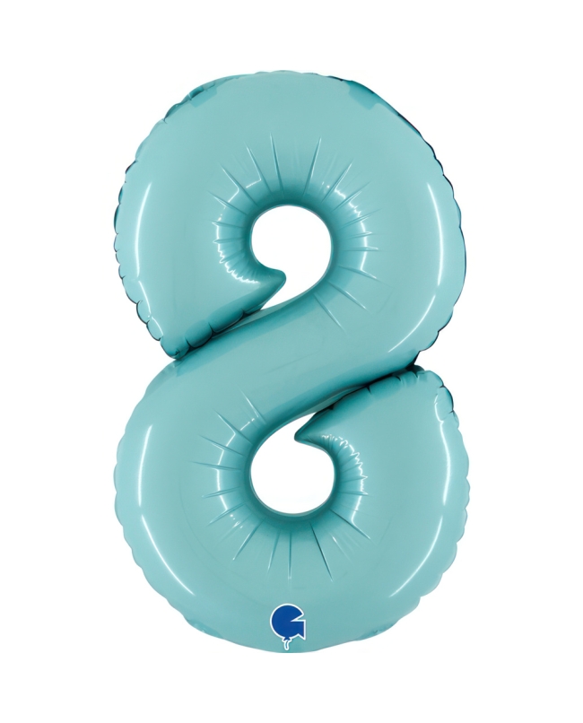 Mini Auto-Inflable Numero 8 Azul Pastel 21X33cm