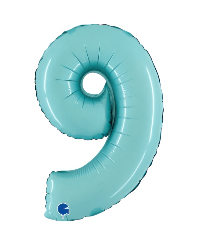 Mini Auto-Inflable Numero 9 Azul Pastel 22X33cm
