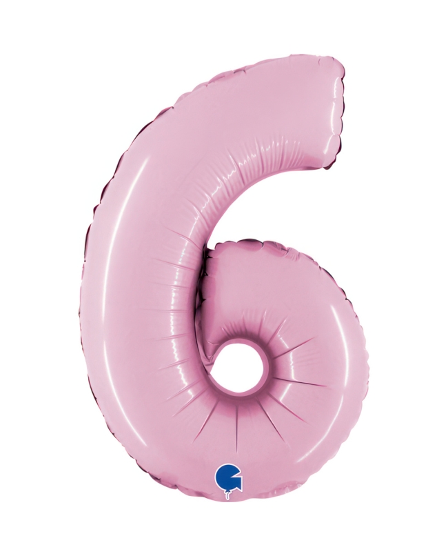 Mini Auto-Inflable Numero 6 Rosa Pastel 22X33cm