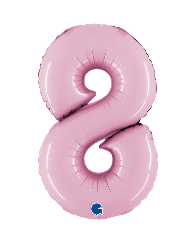 Mini Auto-Inflable Numero 8 Rosa Pastel 21X33cm