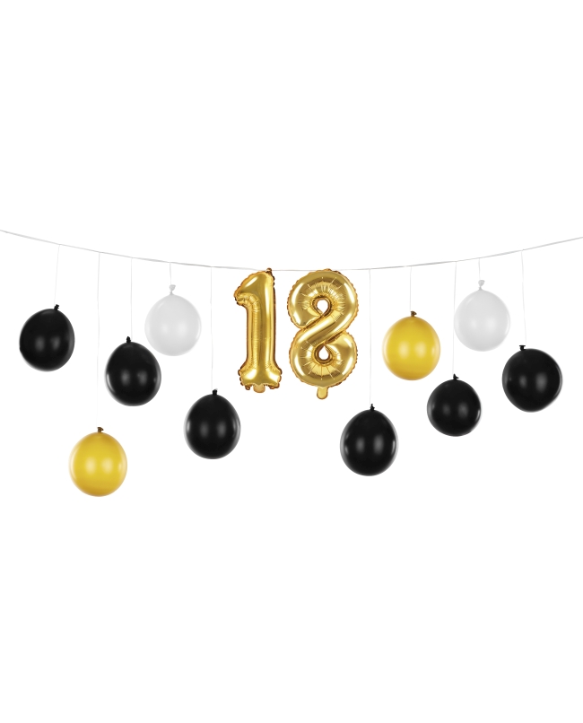 Guirnalda Globos Cumple 18 10 Latex Y 2 Foil 260 X 32cm ***OFERTA DTO NO ACUMULABLE