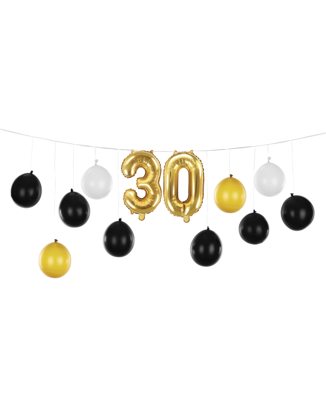 Guirnalda Globos Cumple 30 10 Latex Y 2 Foil 260 X 32cm ***OFERTA DTO NO ACUMULABLE
