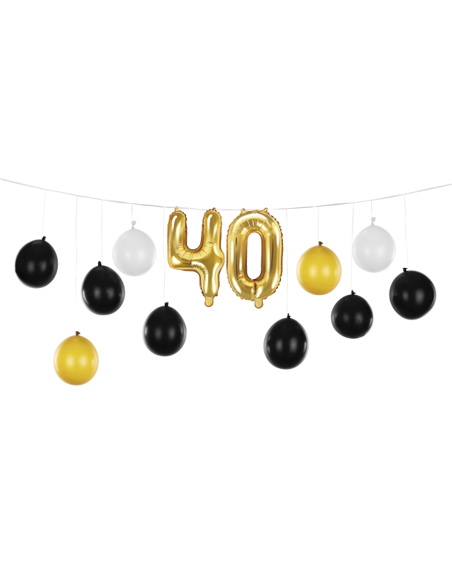 Guirnalda Globos Cumple 40 10 Latex Y 2 Foil 260 X 32cm ***OFERTA DTO NO ACUMULABLE