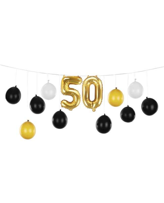 Guirnalda Globos Cumple 50 10 Latex Y 2 Foil 260 X 32cm ***OFERTA DTO NO ACUMULABLE