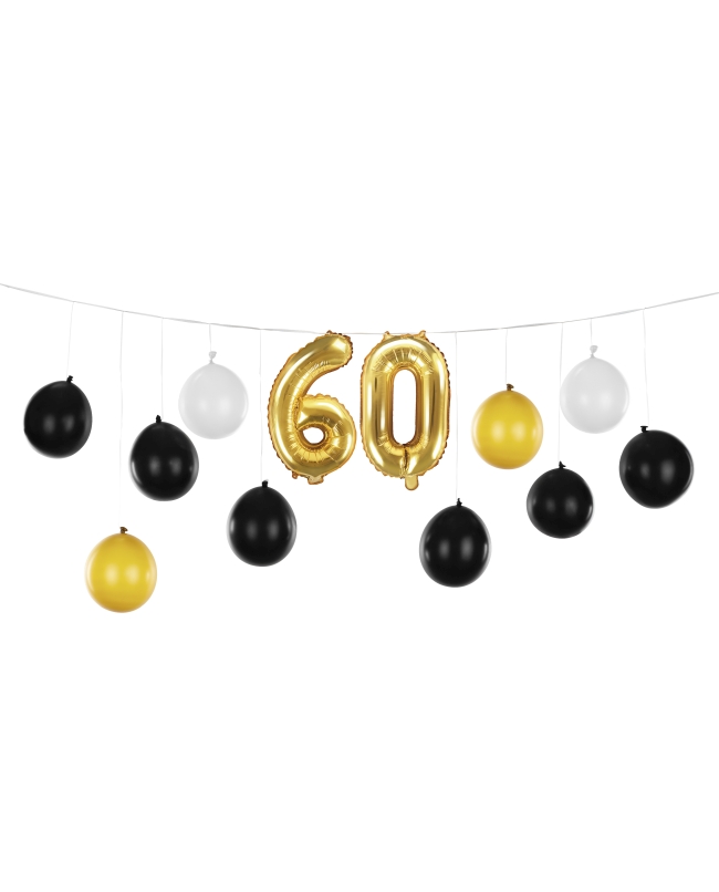 Guirnalda Globos Cumple 60 10 Latex Y 2 Foil 260 X 32cm ***OFERTA DTO NO ACUMULABLE