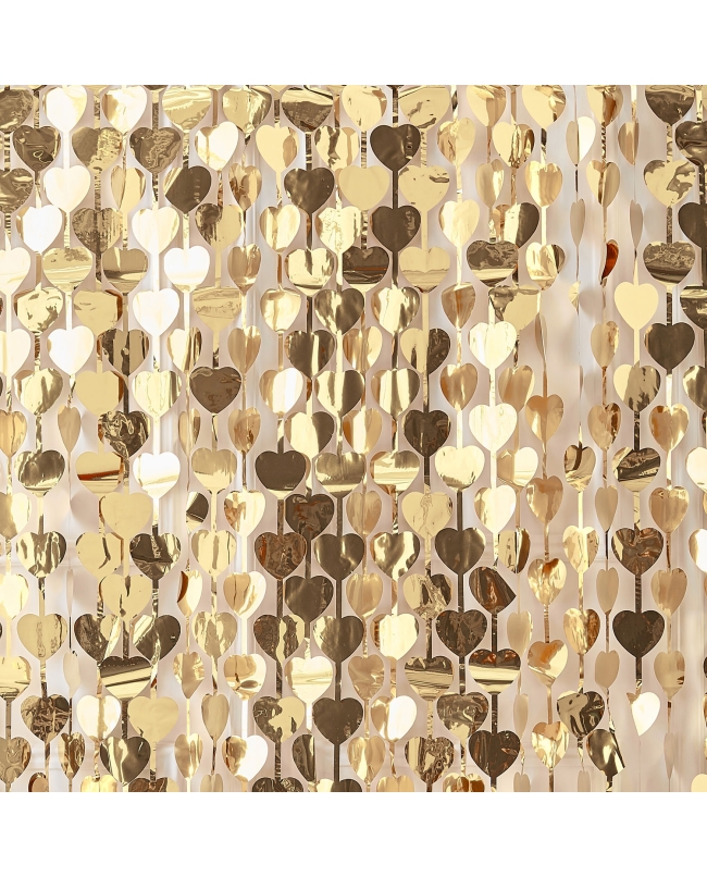 Cortina Corazones Oro 1X2,5M ***OFERTA DTO NO ACUMULABLE