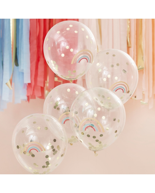 Globos Rainbow Impreso Confeti Lleno ***OFERTA DTO NO ACUMULABLE