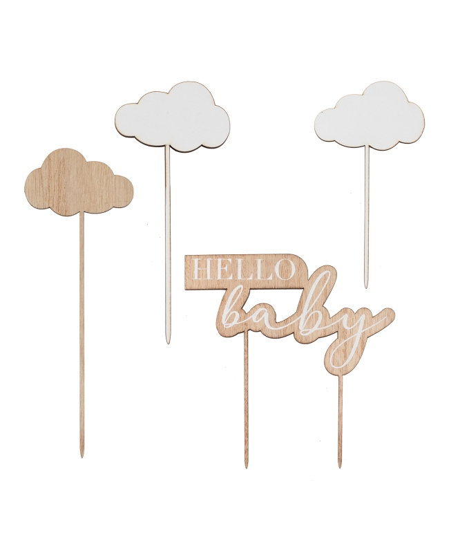 Adornos Pastel Hello Baby Y Nubes Madera ***OFERTA DTO NO ACUMULABLE