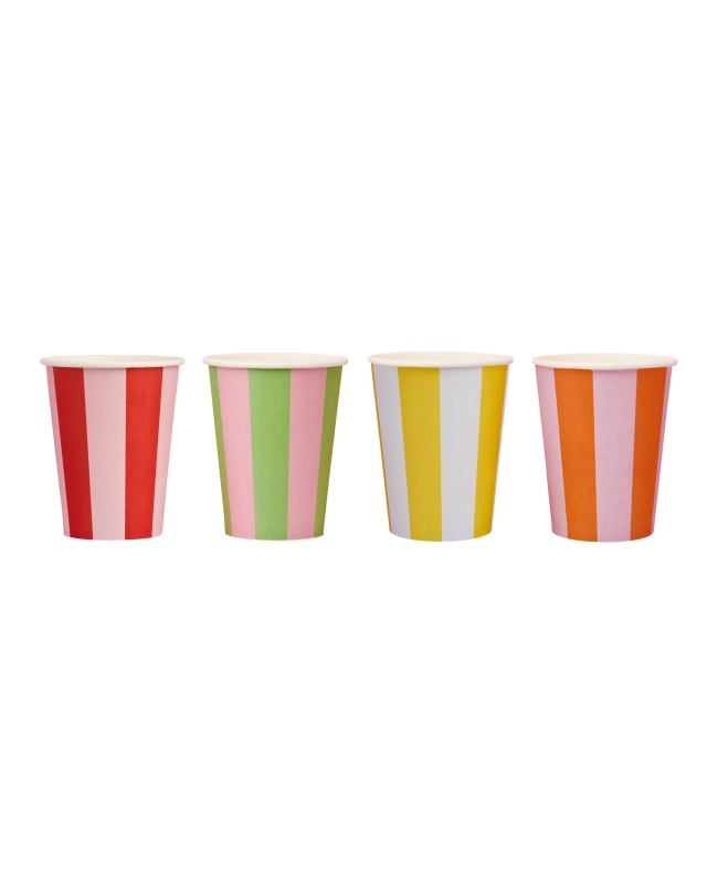 Vasos Papel 250ml Rayas Banquete Brillante