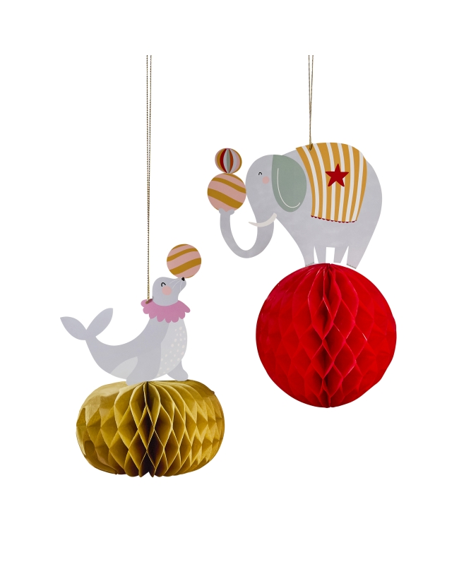 Decoracion Nido Abeja Circo 36 X 23cm Y 17 X 31cm