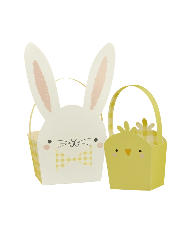 Cestas Conejo 8 X 13 X 26cm Y Pollito 5 X 7 X 11cm Carton