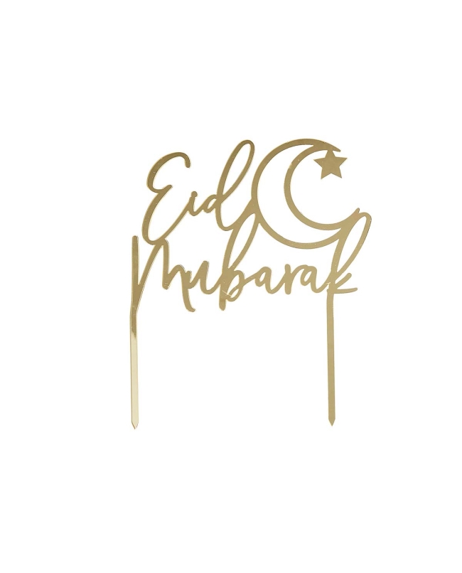 Deco Pastel Oro Eid Mubarak 15,5 X 18cm Acrilico