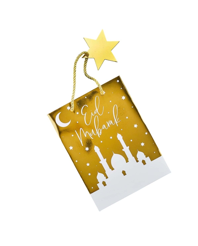Bolsas Regalo Oro Eid Mubarak 15 X 20cm