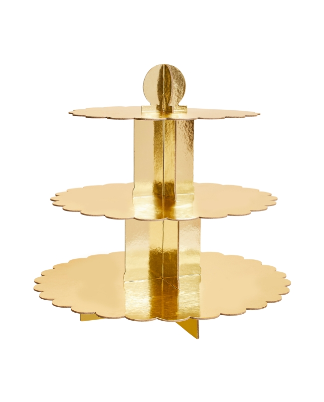 Soporte Pastel Oro 3P 34 X 35cm Carton