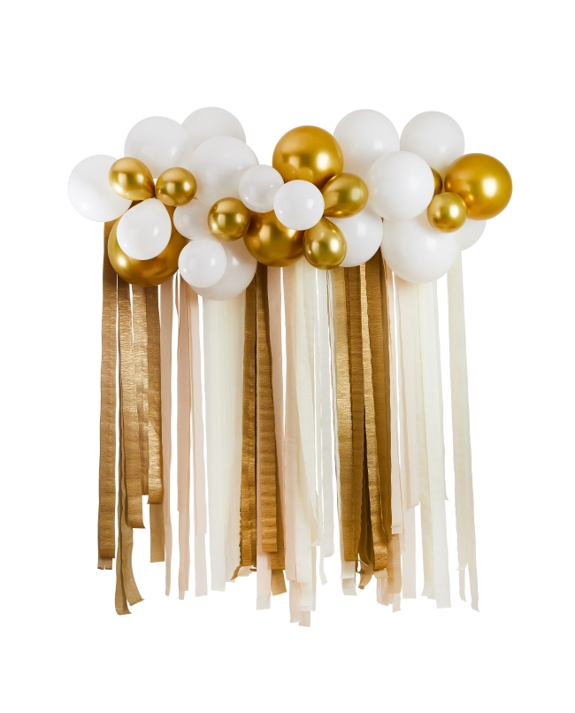 Kit Fondo Oro 6 Serpents 20m, 30 Globos Late X Met, Puntos Y Tira Globos(6)