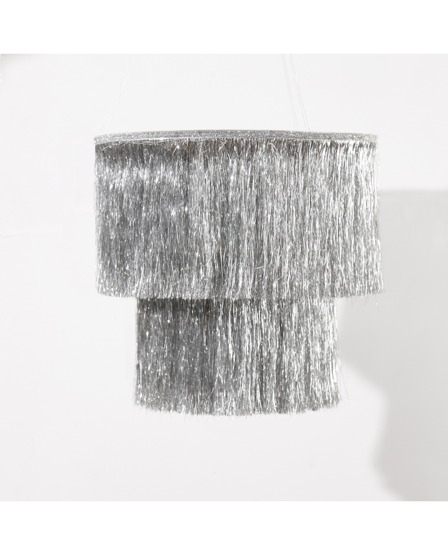 Lampara Araña Flecos Plata 34 X 36 X 36cm