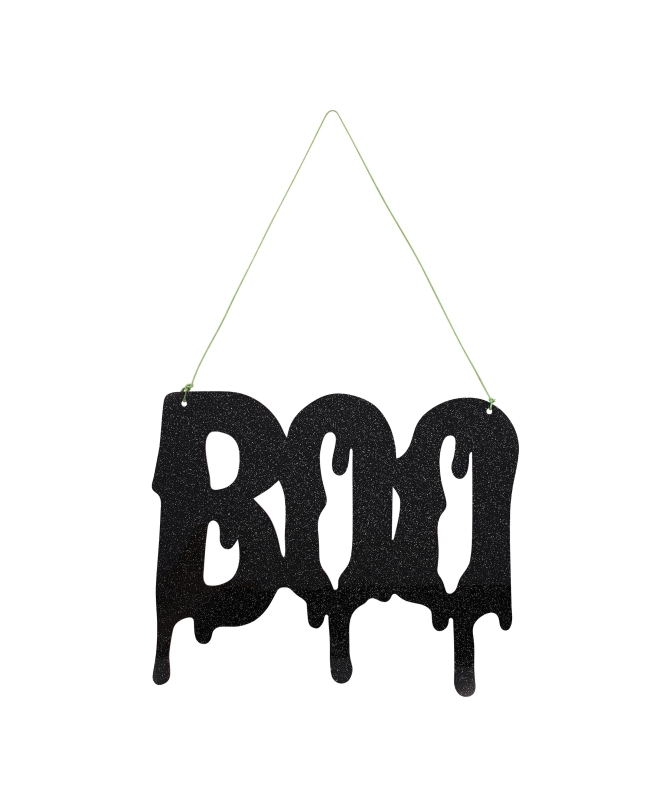Cartel Boo Negro Brillo 25 X 20cm Acrilico