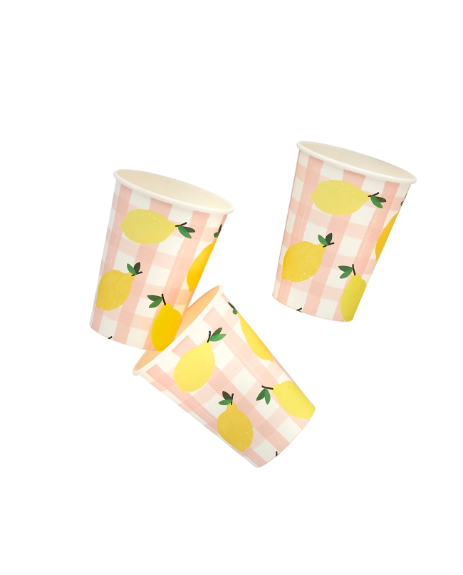 Vasos Papel 250ml Cuadros Y Limones