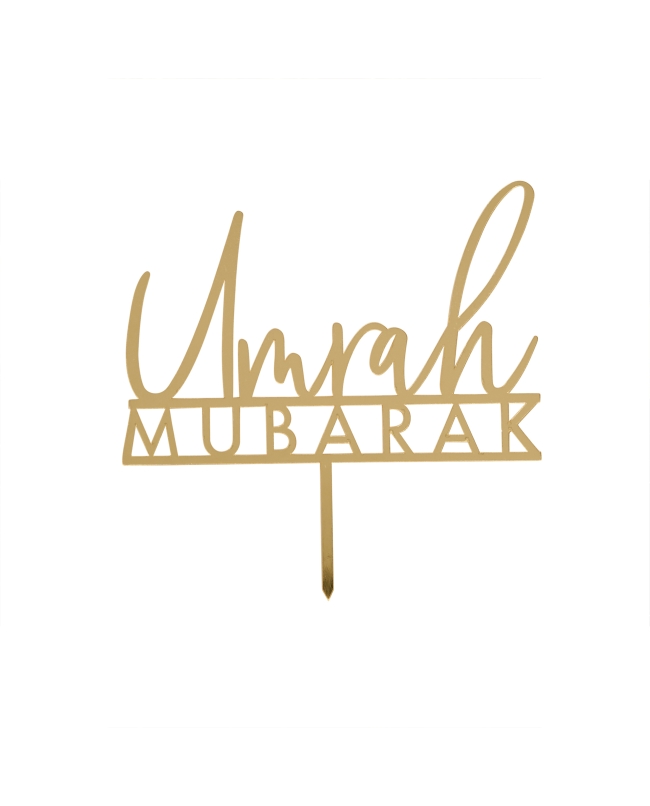 Deco Pastel Oro Umrah Mubarak Acrilico