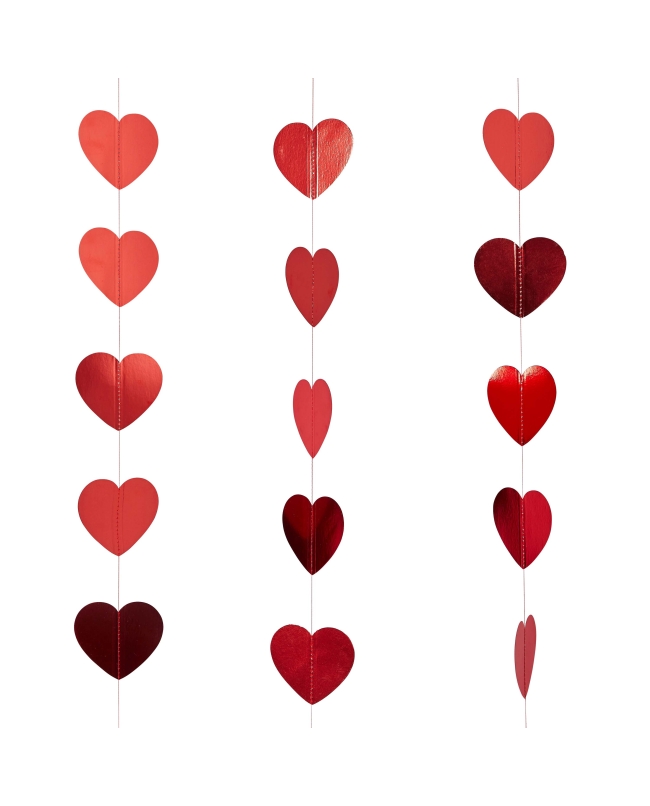 Decoracion Colgante Corazones 7cm Rojos 4m Papel