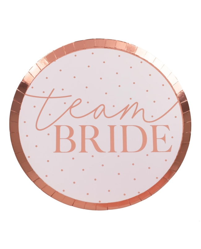 Platos Papel Team Bride Rosa Dorado 25cm ***OFERTA DTO NO ACUMULABLE