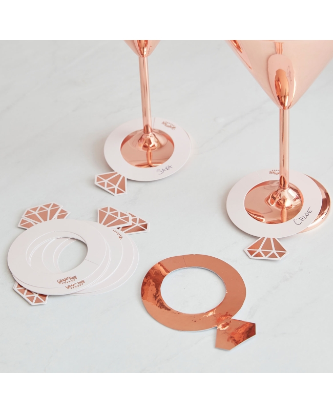 Marcadores Bebidas En Forma Anillo Papel Oro Rosa ***OFERTA DTO NO ACUMULABLE