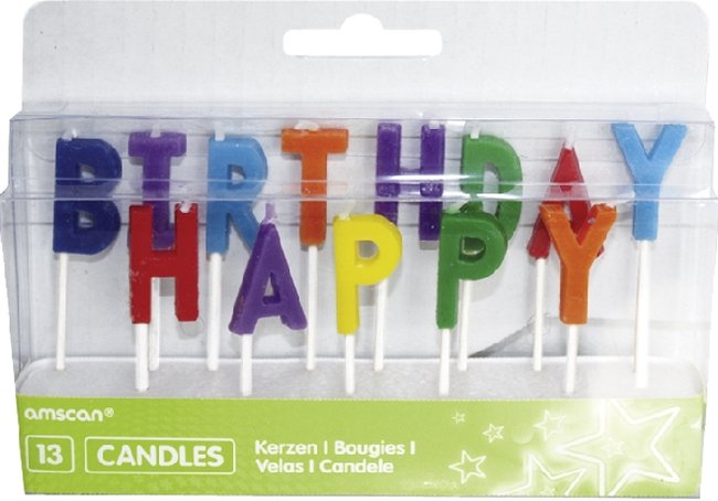 Velas Letras Happy Birthday Multicolor 7.7cm