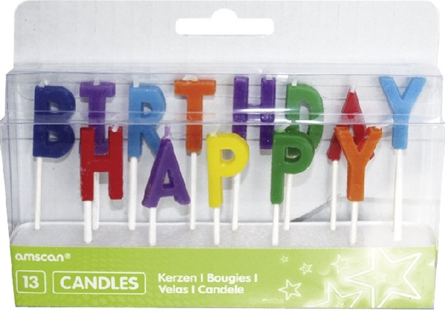 Velas Letras Happy Birthday Multicolor 7.7cm