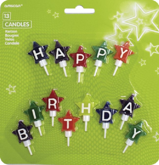 Vela Mini Estrellas Happy Birthday 4,1cm