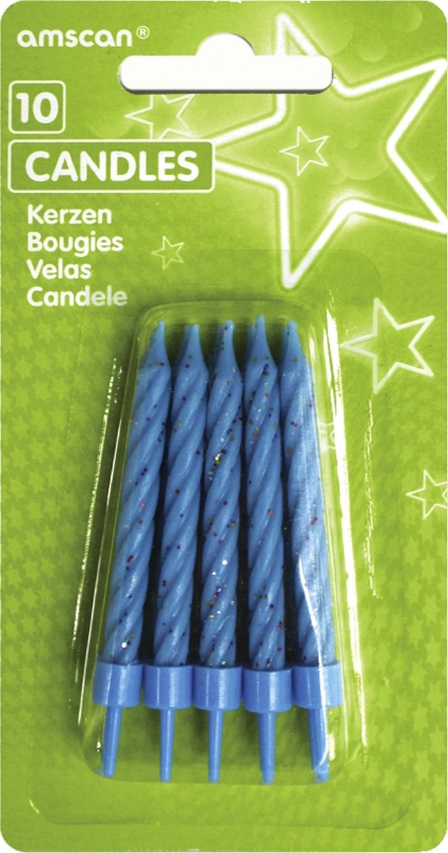 Velas Espiral Azul Purpurina 6.3cm