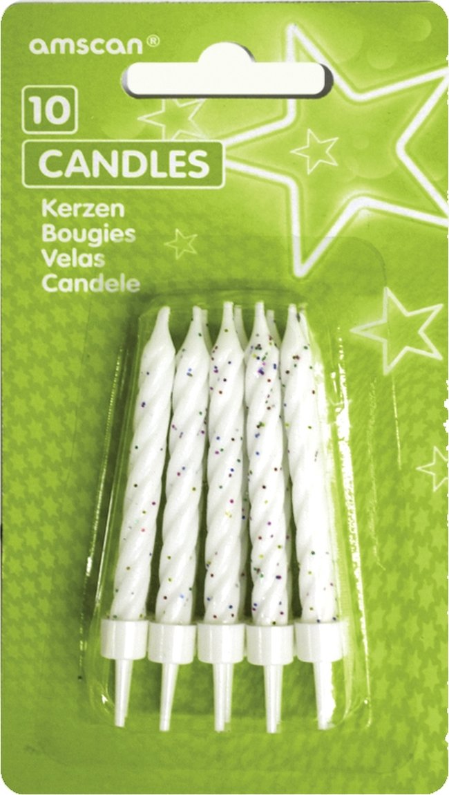 Velas Espiral Blanca Purpurina 6.3cm