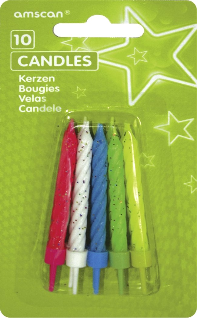 Velas Espiral Colores Purpurina 6.3cm