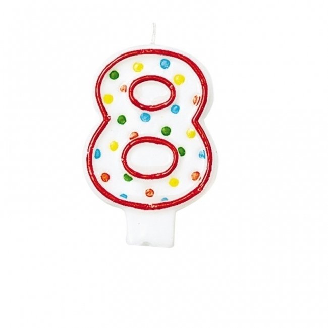 Vela Número 8 Cumpleaños - Polka Dot 7.6cm