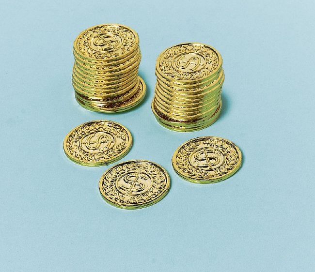 Juguete Monedas Oro Plastico