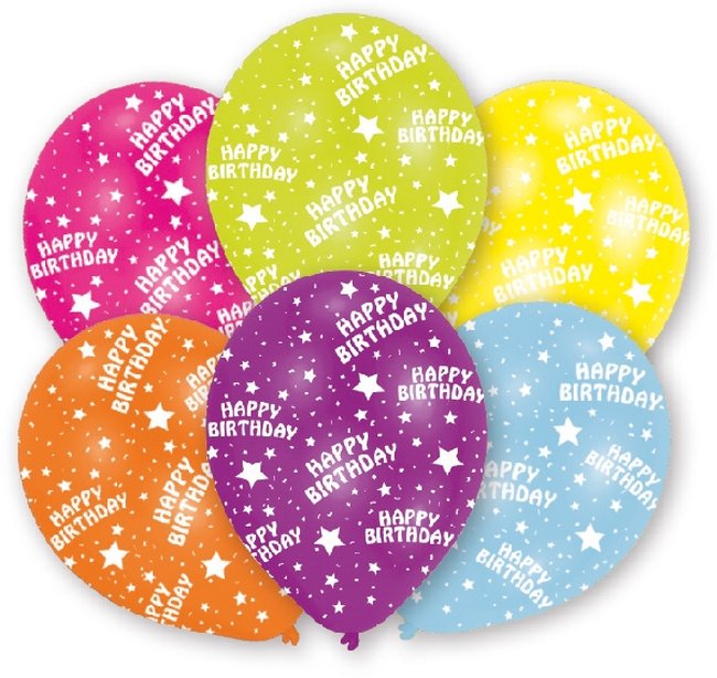 Globos Latex 27,5cm Happy Bday Surtido